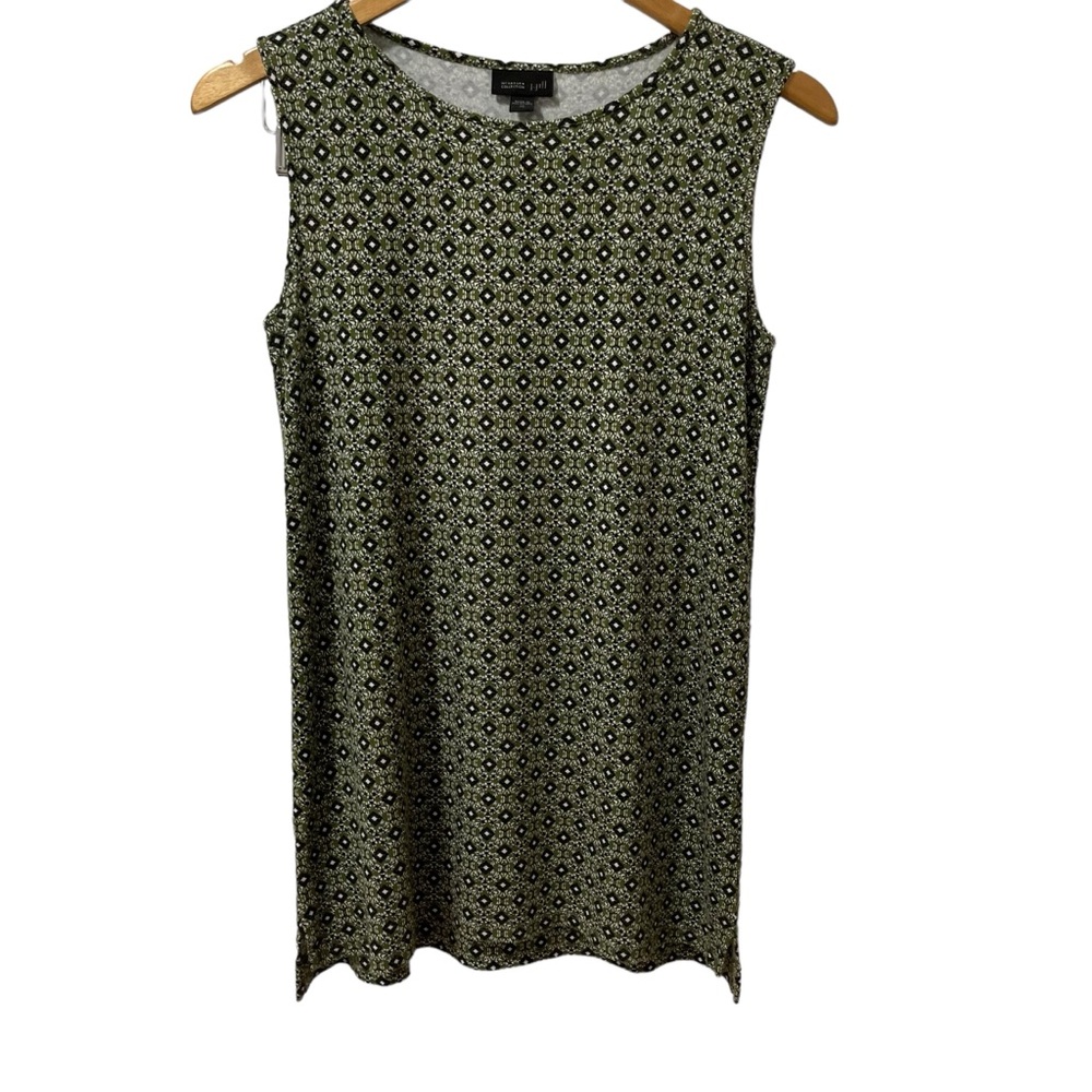J.Jill Wearever Green & Blk Diamond Womens Sleeveless Top Lightweight Size XS